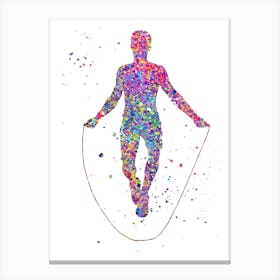 Male Jumping Rope Watercolor Canvas Print