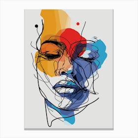 Abstract Fluid Line Face Art Canvas Print