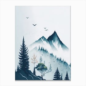 Mountain And Forest In Minimalist Watercolor Vertical Composition 261 Canvas Print