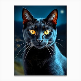 Black Cat With Yellow Eyes Canvas Print