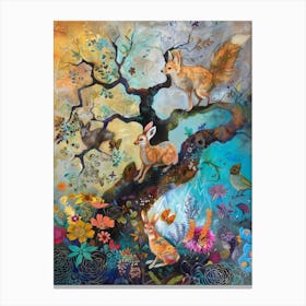 Foxes In The Tree Canvas Print