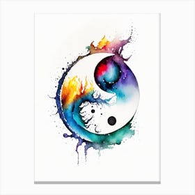 Ying Yang Symbol Watercolour Canvas Print
