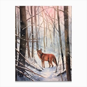 Winter Watercolour Red Wolf 1 Canvas Print