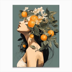 Oranges On A Woman'S Head Canvas Print