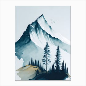 Mountain And Forest In Minimalist Watercolor Vertical Composition 256 Canvas Print