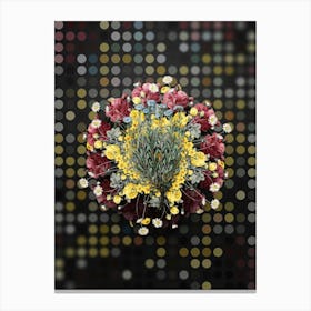 Vintage Globe Daisies Flower Wreath on Dot Bokeh Pattern n.0395 Canvas Print