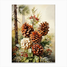 Nature's Elegance: Pine Cone Seeds in Oil Canvas Print