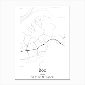 Boo,Sweden Minimalist Map Canvas Print