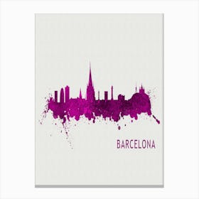 Barcelona Spain City Purple Canvas Print