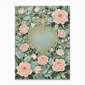 Heart And Flowers Canvas Print