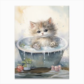 Australian Mist Cat In Bathtub Bathroom 3 Canvas Print