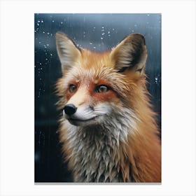 Red Fox Close Up Realism 3 Canvas Print