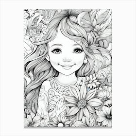 Flower Girl Coloring Page ~ Reimagined Canvas Print