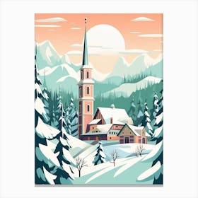 Vintage Winter Travel Illustration Bavaria Germany 3 Canvas Print