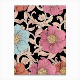 Flowers On A Black Background 24 Canvas Print