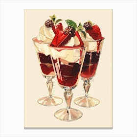 Strawberry Trifle With Jelly Vintage Cookbook Inspired 1 Canvas Print