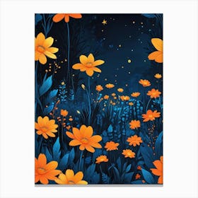 Floral Night Garden Scene (8) Canvas Print