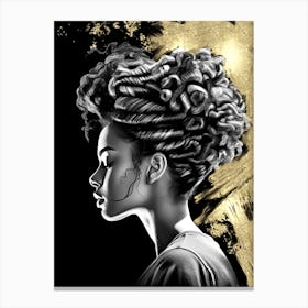 Black Girl with Gold Abstract 9 Canvas Print