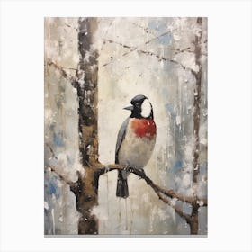 Vintage Winter Animal Painting Woodpecker 3 Canvas Print