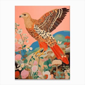 Maximalist Bird Painting Red Tailed Hawk 1 Canvas Print