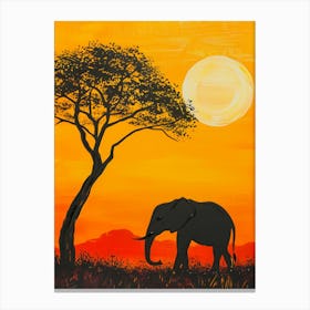 Sunset Elephant 1 Canvas Print