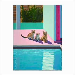 Hockney Inspired Kittens Canvas Print