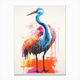 Andy Warhol Style Bird Crane 3 Canvas Print