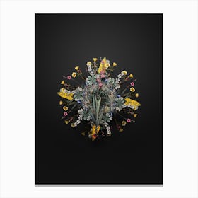 Vintage Ixia Scillaris Floral Wreath on Wrought Iron Black Canvas Print