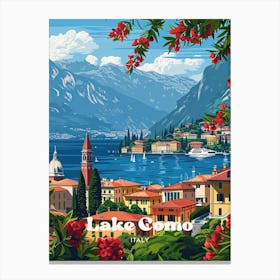 Lake Como Beautiful Travel Art Illustration Canvas Print