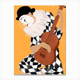 Harlequin With A Guitar Canvas Print