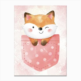 Cute Fox In A Pocket Canvas Print