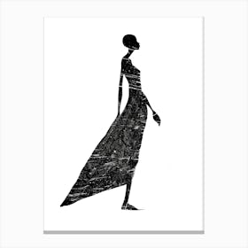 Silhouette Of A Woman In A Long Dress Canvas Print