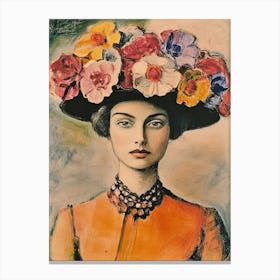 Woman With A Flower Hat Canvas Print