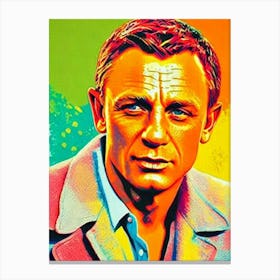 Daniel Craig Colourful Pop Movies Art Movies Canvas Print