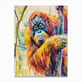 Orangutan Colourful Watercolour 2 Canvas Print
