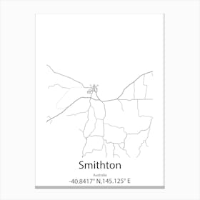 Smithton,Australia Minimalist Map Canvas Print