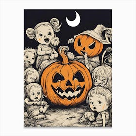 Creepy Pumpkin Patch Halloween Canvas Print