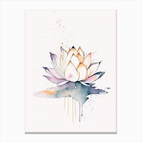 Lotus Flower, Buddhist Symbol Minimal Watercolour 5 Canvas Print