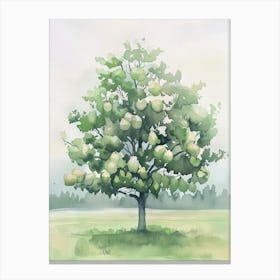 Pear Tree Atmospheric Watercolour Painting 4 Canvas Print