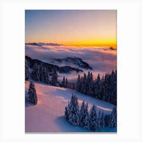 Kitzbühel, Austria Sunrise 1 Skiing Poster Canvas Print