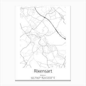 Rixensart,Belgium Minimalist Map Canvas Print