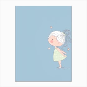 Little Girl With Hearts Canvas Print