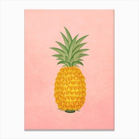 Vintage Minimal Art Pineapple on A pink background Canvas Print