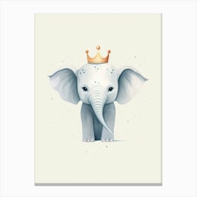 Little Elephant 1 Wearing A Crown Canvas Print