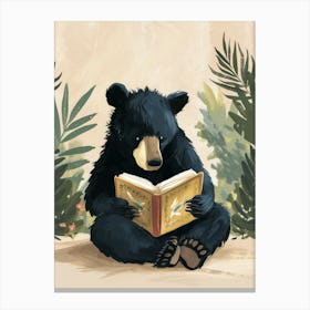 American Black Bear Reading Storybook Illustration 3 Canvas Print