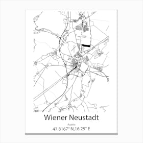 Wiener Neustadt,Austria Minimalist Map Canvas Print