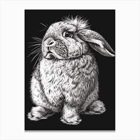 American Fuzzy Lop Blockprint Rabbit Illustration 4 Canvas Print