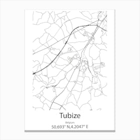 Tubize,Belgium Minimalist Map Canvas Print