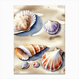 Seashells on the beach, watercolor painting 23 Canvas Print