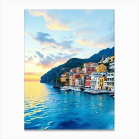 Sunset In Amalfi Coast 1 Canvas Print